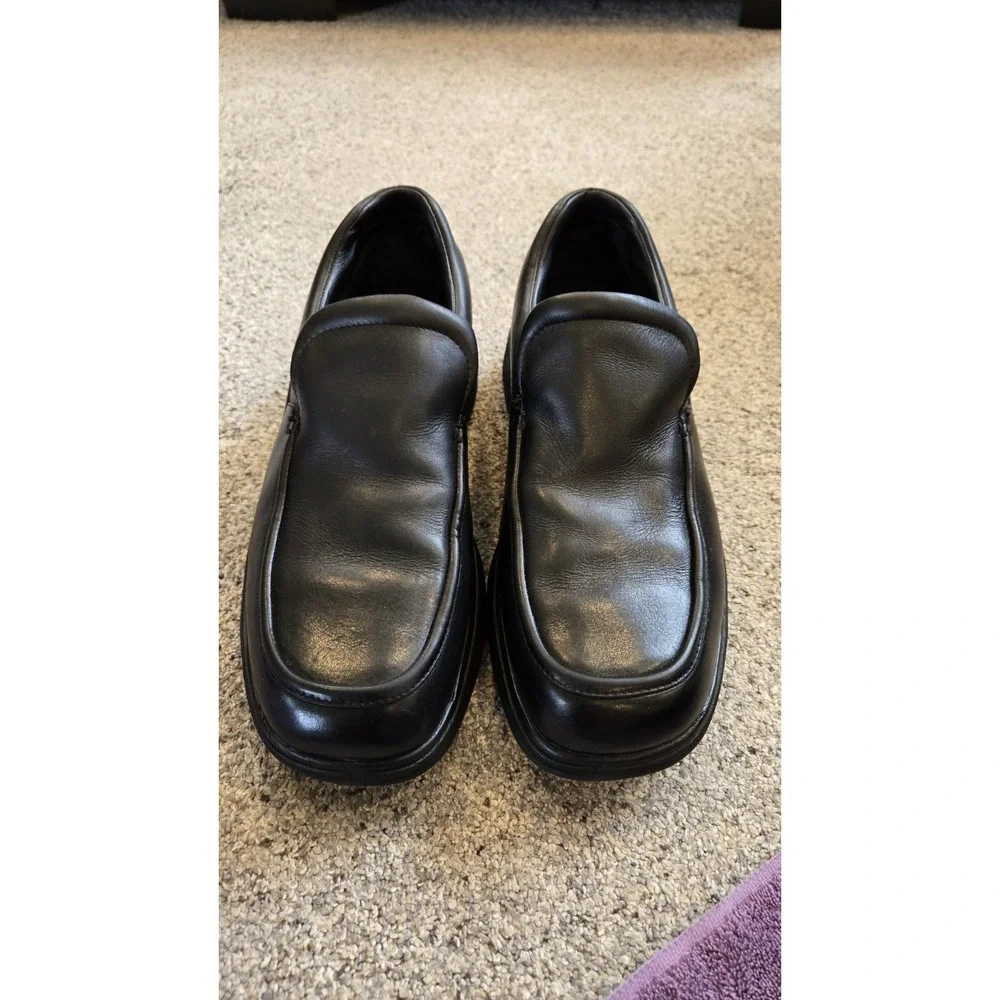 Rockport Mens 12M Black Leather Slip On Comfort Shoes Moc Toe DMX Cushion